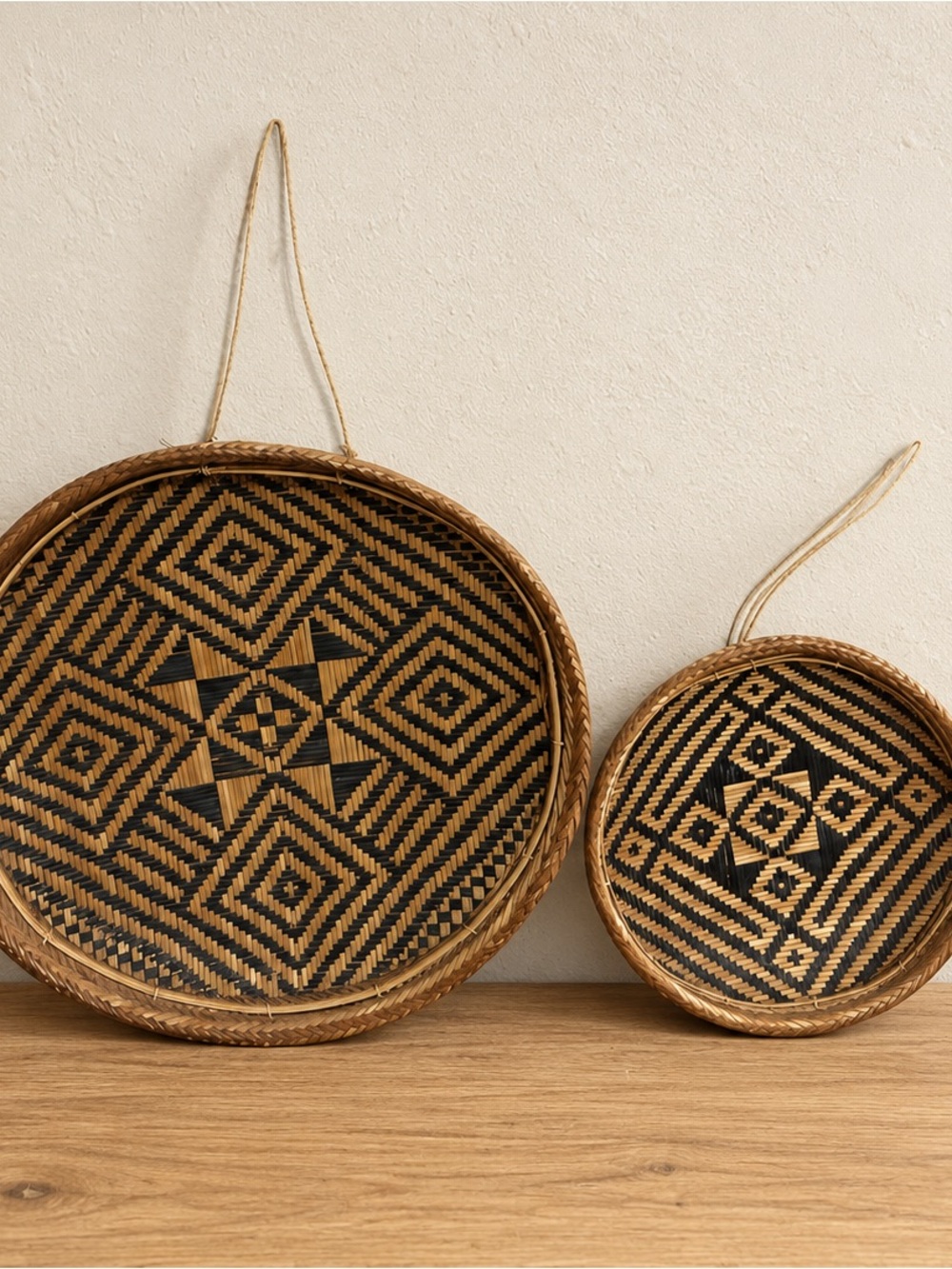 Vintage Colombian Woven Wall Baskets – Set of 2